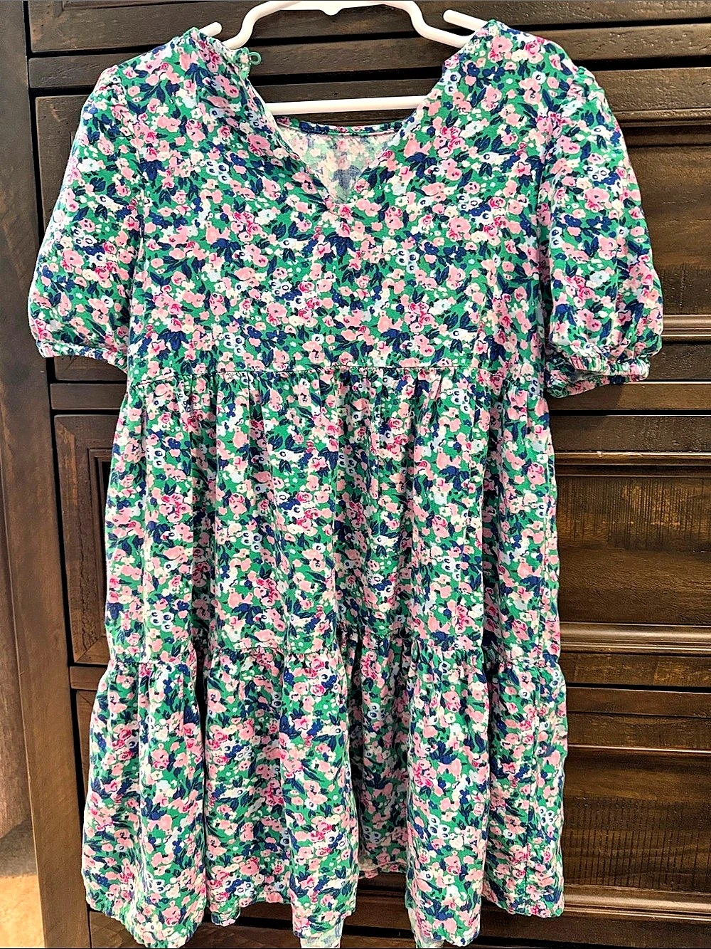 Crewcuts Floral Mini Dress in Green & Pink Size 6 Like New